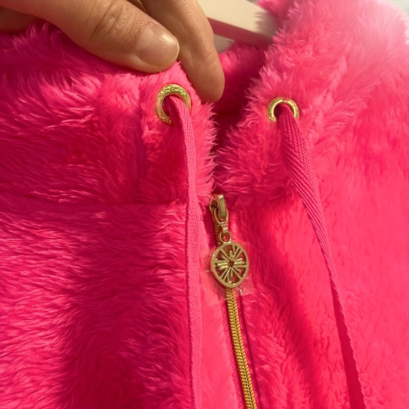 NEW LILLY PULITZER Suri Sherpa Hoodie PINK GRENADINE Pullover NWT L Large - Picture 7 of 7